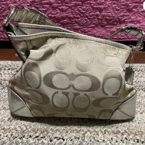 Coach Metallic Beige Shoulder Bag